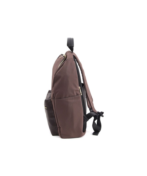 COOCO（クーコ）の「ポリエステル×フェイクレザー　10ポケットリュックサック/A4・13inPC対応（バックパック/リュック・レディース・ライトグレー/マスタード/ブラック/カーキ/モカ・9）」の13枚目の写真