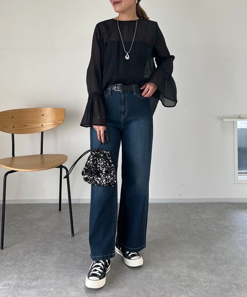 un dix cors（アンディコール）の「フレアスリーブ2WAYシアーブラウス（シャツ/ブラウス・レディース・ブラック/オフホワイト/ブルー・FREE）」の22枚目の写真