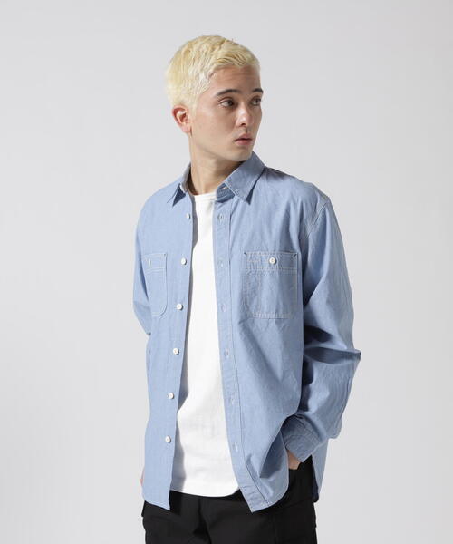 AVIREX（アヴィレックス）の「《DAILY/デイリー》BASIC CHAMBRAY LONG SLEEVE SHIRT / 長袖 ベーシック シャンブレー シャツ / AVIREX / アヴィレックス（シャツ/ブラウス・メンズ・ネイビー/ブルー・XL/M/L/2XL）」の3枚目の写真