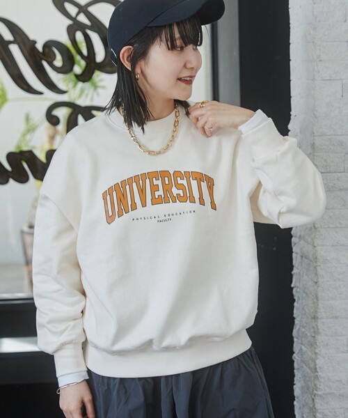 coen（コーエン）の「カレッジロゴプリントスウェット（Tシャツ/カットソー・レディース・ケリーグリーン/オフホワイト/グレー・FREE）」の4枚目の写真