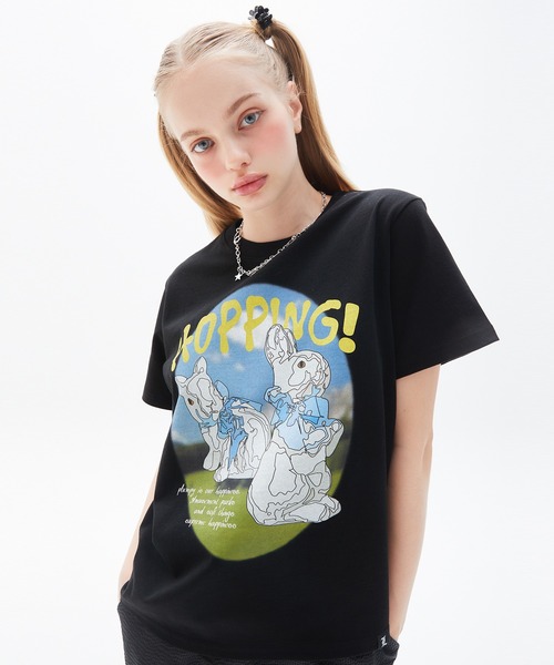 LUVISTRUE（ラヴイズトゥルー）の「PY HOPPING RABBIT TEE（Tシャツ/カットソー・レディース・ホワイト/ブラック・FREE）」の2枚目の写真