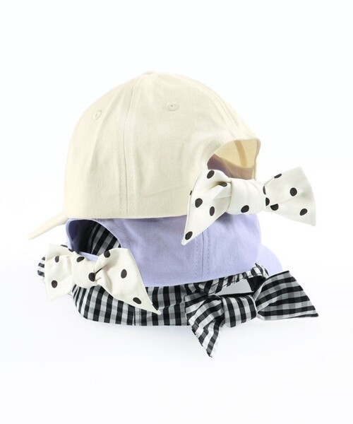BRANSHES(ブランシェス)の「バックリボンキャップ(キャップ・キッズ・ラベンダー/ブラック/アイボリー・M/S/L)」の7枚目の写真
