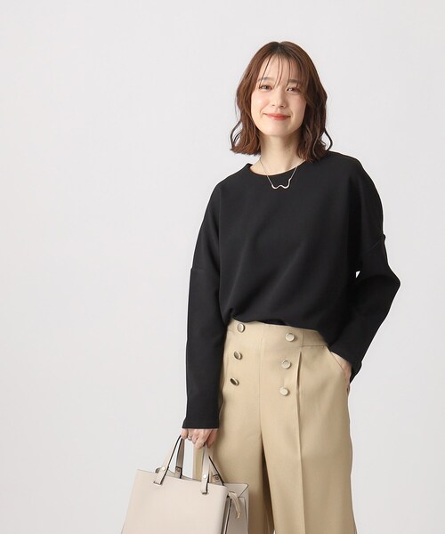 DRESKIP（ドレスキップ）の「◆オンにもオフにも 上品で軽やかに なめらかタッチダンボールトップス（Tシャツ/カットソー・レディース・ライトブルー/ブラック/ライトベージュ/ライトイエロー系・02/03/04）」の20枚目の写真