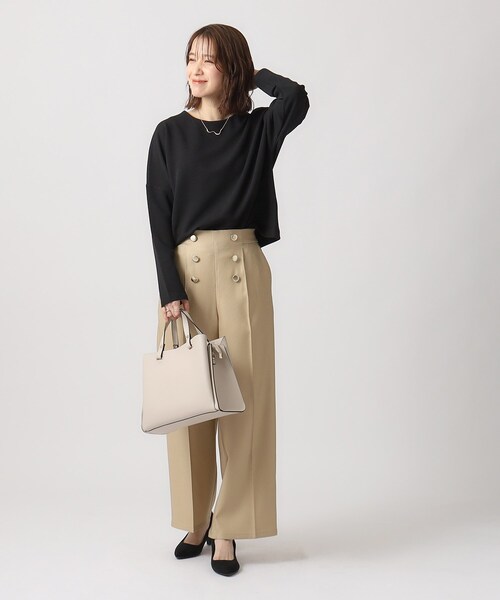 DRESKIP（ドレスキップ）の「◆オンにもオフにも 上品で軽やかに なめらかタッチダンボールトップス（Tシャツ/カットソー・レディース・ライトブルー/ブラック/ライトベージュ/ライトイエロー系・02/03/04）」の18枚目の写真