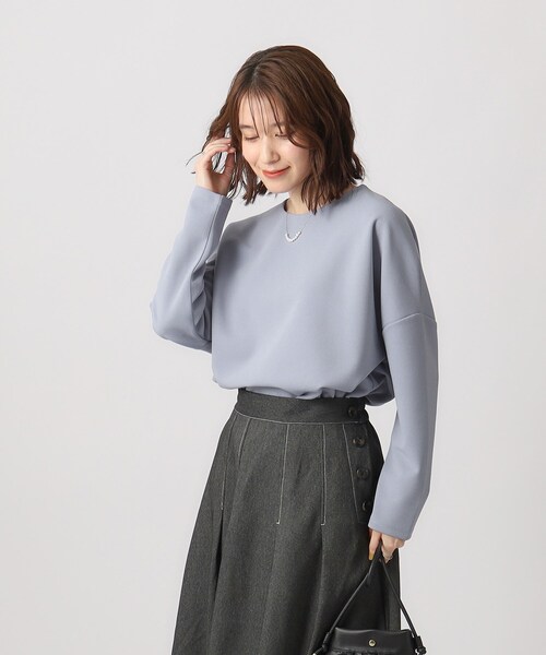 DRESKIP（ドレスキップ）の「◆オンにもオフにも 上品で軽やかに なめらかタッチダンボールトップス（Tシャツ/カットソー・レディース・ライトブルー/ブラック/ライトベージュ/ライトイエロー系・02/03/04）」の9枚目の写真