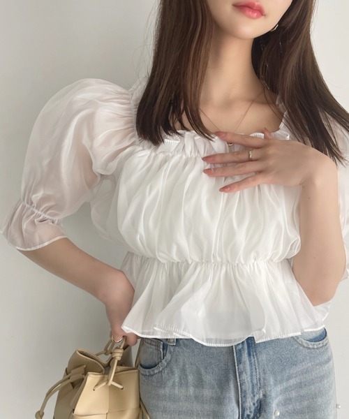 Ada.（エイダ）の「2WAY オフショル シアー ギャザー ブラウス（シャツ