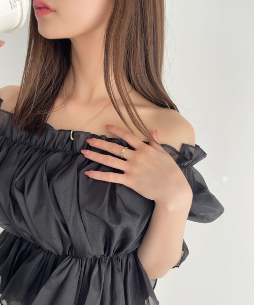 Ada.(エイダ)の「2WAY オフショル シアー ギャザー ブラウス(シャツ/ブラウス・レディース・ブラック/ライトブルー/ホワイト/グレー・FREE)」の14枚目の写真
