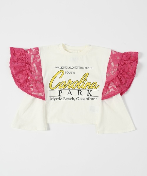 Ocean&Ground（オーシャン&グラウンド）の「レーススリーブリメイクTシャツ（80～140cm）（Tシャツ/カットソー・キッズ・グレー/ブラック/ホワイト/キナリ・80/90/95/100/110/120/130/140）」の18枚目の写真