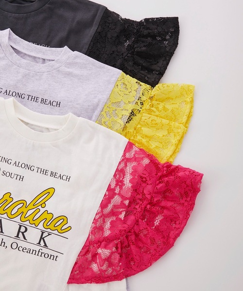 Ocean&Ground（オーシャン&グラウンド）の「レーススリーブリメイクTシャツ（80～140cm）（Tシャツ/カットソー・キッズ・グレー/ブラック/ホワイト/キナリ・80/90/95/100/110/120/130/140）」の19枚目の写真