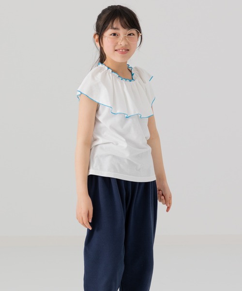 シーマリー cccmalie 未使用に近い フリルTシャツ 38 ホワイト セール】襟フリル Tシャツ（Tシャツ/カットソー）｜chil2