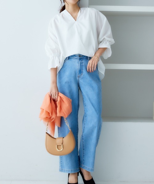 nissen（ニッセン）の「カフタン風スキッパーブラウス（シャツ/ブラウス・レディース・オフホワイト/ブラック/ベージュ・L/M/S/LL）」の17枚目の写真