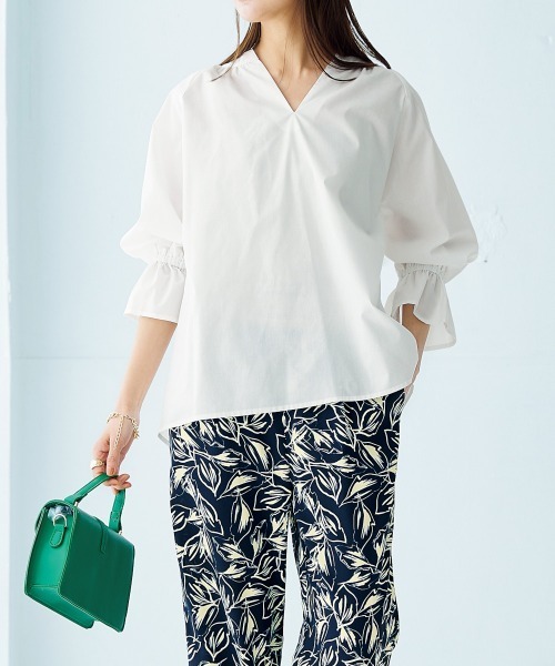 nissen（ニッセン）の「カフタン風スキッパーブラウス（シャツ/ブラウス・レディース・オフホワイト/ブラック/ベージュ・L/M/S/LL）」の14枚目の写真