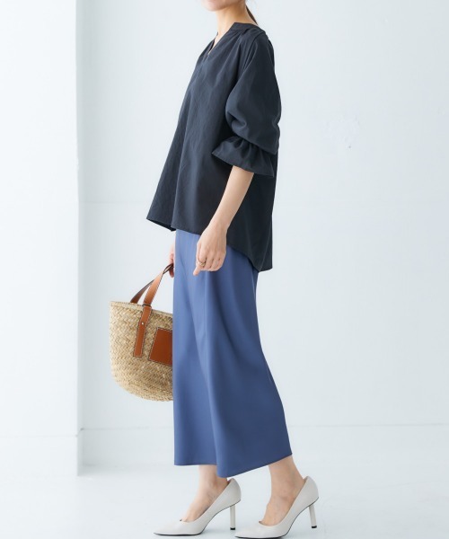 nissen（ニッセン）の「カフタン風スキッパーブラウス（シャツ/ブラウス・レディース・オフホワイト/ブラック/ベージュ・L/M/S/LL）」の9枚目の写真