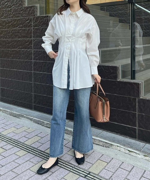 one after another NICE CLAUP（ワンアフターアナザーナイスクラップ）の「【マイナス5キロ見え！】バックレースアップシャツ（シャツ/ブラウス・レディース・サックスブルー/アイボリー/ピンク/オフホワイト・FREE）」の14枚目の写真