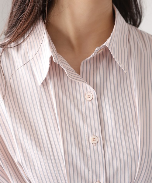 one after another NICE CLAUP（ワンアフターアナザーナイスクラップ）の「【マイナス5キロ見え！】バックレースアップシャツ（シャツ/ブラウス・レディース・サックスブルー/アイボリー/ピンク/オフホワイト・FREE）」の10枚目の写真