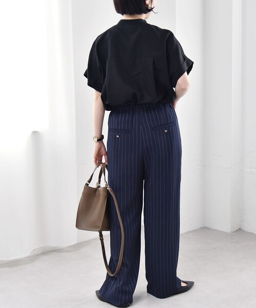 quaranciel(カランシエル)の「quaranciel:〈洗濯可能〉ストライプ イージー ワイド パンツ(セットアップ対応)(その他パンツ・レディース・ベージュ/ネイビー・36/38/40)」の11枚目の写真
