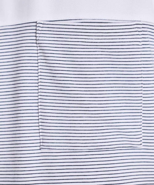 UNION STATION(ユニオンステーション)の「ボーダー天竺×ストレッチカルゼTシャツ(Tシャツ/カットソー・メンズ・ホワイト/ブラック・LL/L/M)」の14枚目の写真