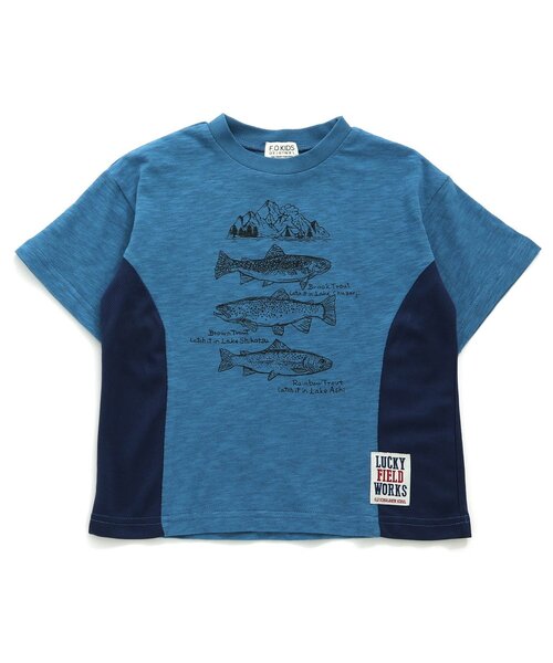 F.O.KIDS（エフオーキッズ）の「Trout&Camp Tee（Tシャツ/カットソー・キッズ・キナリ/ブルー/グレー・80/90/95/110/150/120/130/140/100）」の2枚目の写真