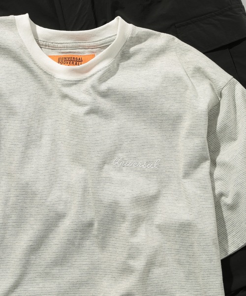 【セール】【UNIVERSAL OVERALL】MICRO BORDER TEE U2413209-C（Tシャツ/カットソー）｜UNIVERSAL OVERALL（ユニバーサルオーバーオール）