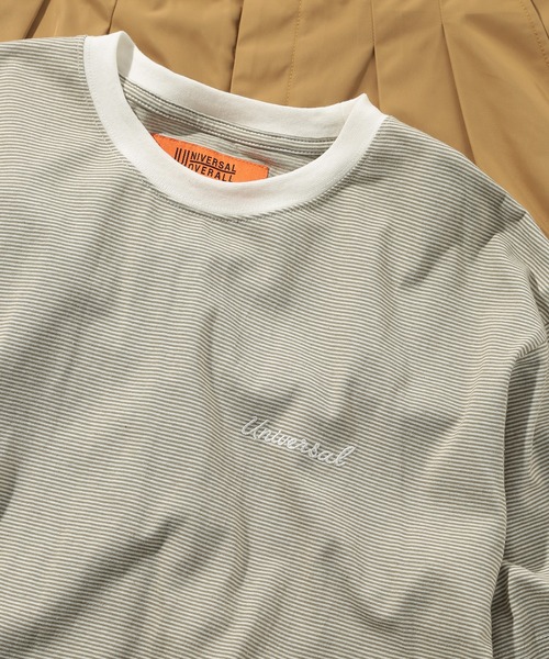 【セール】【UNIVERSAL OVERALL】MICRO BORDER TEE U2413209-C（Tシャツ/カットソー）｜UNIVERSAL OVERALL（ユニバーサルオーバーオール）