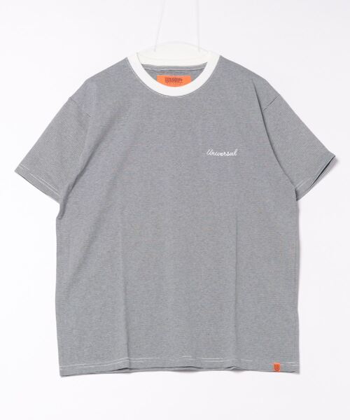 【セール】【UNIVERSAL OVERALL】MICRO BORDER TEE U2413209-C（Tシャツ/カットソー）｜UNIVERSAL OVERALL（ユニバーサルオーバーオール）