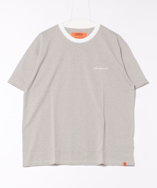 【セール】【UNIVERSAL OVERALL】MICRO BORDER TEE U2413209-C（Tシャツ/カットソー）｜UNIVERSAL OVERALL（ユニバーサルオーバーオール）