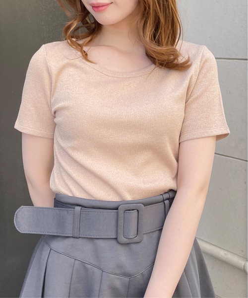 one way(ワンウェイ)の「ラメTシャツ(Tシャツ/カットソー・レディース・チャコールグレー/アイボリー/コバルトブルー/コーラルピンク・FREE)」の4枚目の写真