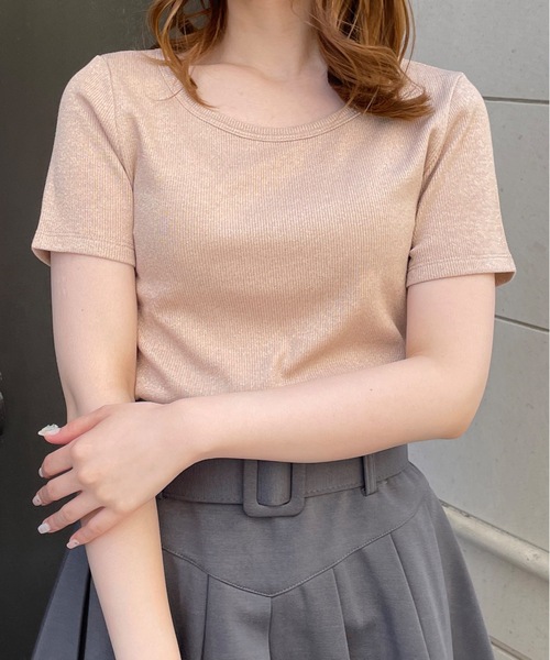 one way(ワンウェイ)の「ラメTシャツ(Tシャツ/カットソー・レディース・チャコールグレー/アイボリー/コバルトブルー/コーラルピンク・FREE)」の14枚目の写真