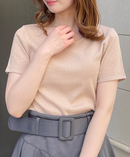 one way(ワンウェイ)の「ラメTシャツ(Tシャツ/カットソー・レディース・チャコールグレー/アイボリー/コバルトブルー/コーラルピンク・FREE)」の15枚目の写真