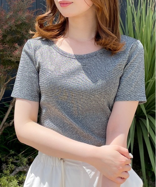 one way(ワンウェイ)の「ラメTシャツ(Tシャツ/カットソー・レディース・チャコールグレー/アイボリー/コバルトブルー/コーラルピンク・FREE)」の5枚目の写真