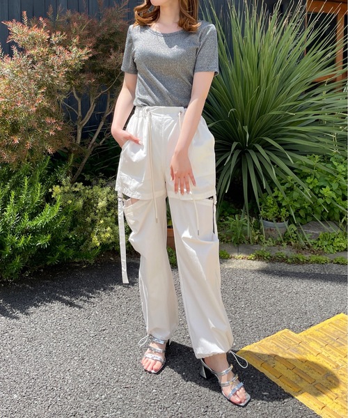 one way(ワンウェイ)の「ラメTシャツ(Tシャツ/カットソー・レディース・チャコールグレー/アイボリー/コバルトブルー/コーラルピンク・FREE)」の8枚目の写真