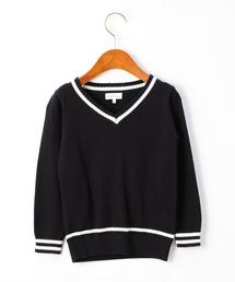 green label relaxing | コットン ラインVネック プルオーバー◆(ニット/セーター)