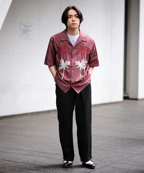 NOMA t.d.（ノーマティーディー）の「NOMA t.d. (ノーマティーディー) 別注 パームツリーエンブロイダリーシャツ（シャツ/ブラウス・メンズ・レッド/ホワイト×ホワイト/カーキ・5/3/4）」の10枚目の写真