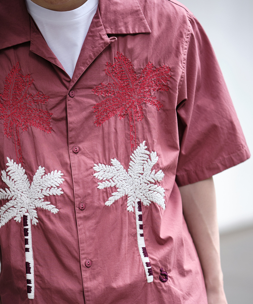 NOMA t.d.（ノーマティーディー）の「NOMA t.d. (ノーマティーディー) 別注 パームツリーエンブロイダリーシャツ（シャツ/ブラウス・メンズ・レッド/ホワイト×ホワイト/カーキ・5/3/4）」の12枚目の写真