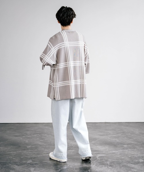 接触冷感 オーバーサイズチェック柄サマーニットカーディガン（カーディガン/ボレロ）｜Rocky Monroe（ロッキーモンロー）