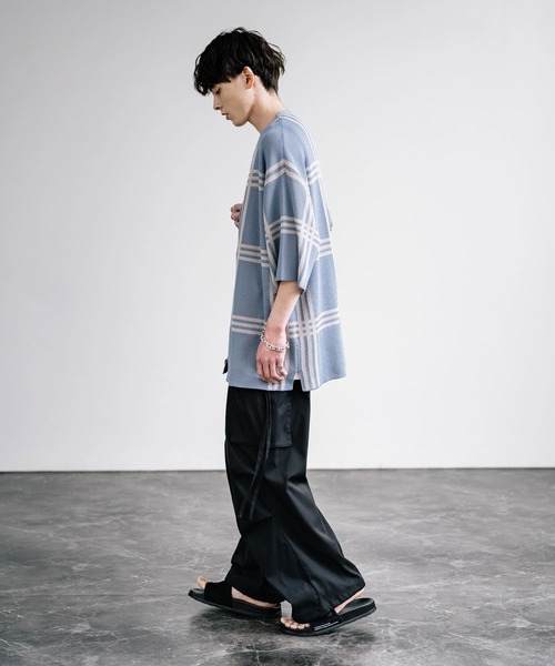 接触冷感 オーバーサイズチェック柄サマーニットカーディガン（カーディガン/ボレロ）｜Rocky Monroe（ロッキーモンロー）