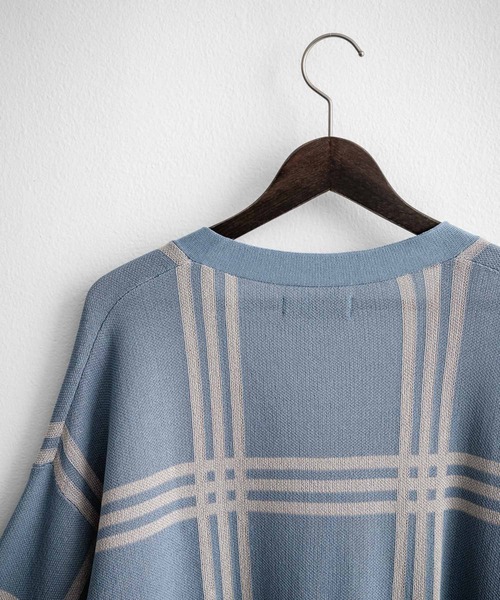 接触冷感 オーバーサイズチェック柄サマーニットカーディガン（カーディガン/ボレロ）｜Rocky Monroe（ロッキーモンロー）