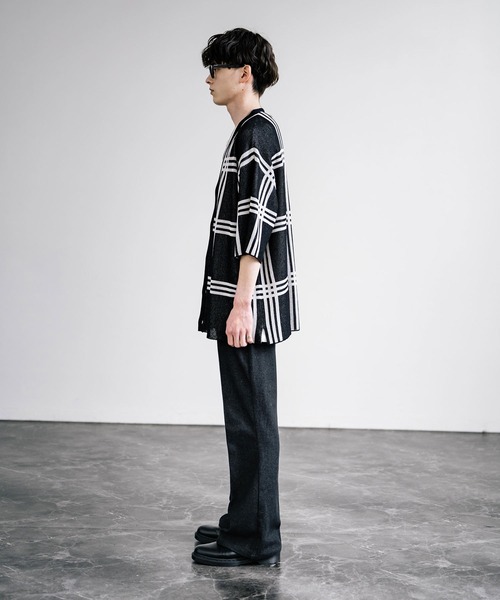 接触冷感 オーバーサイズチェック柄サマーニットカーディガン（カーディガン/ボレロ）｜Rocky Monroe（ロッキーモンロー）