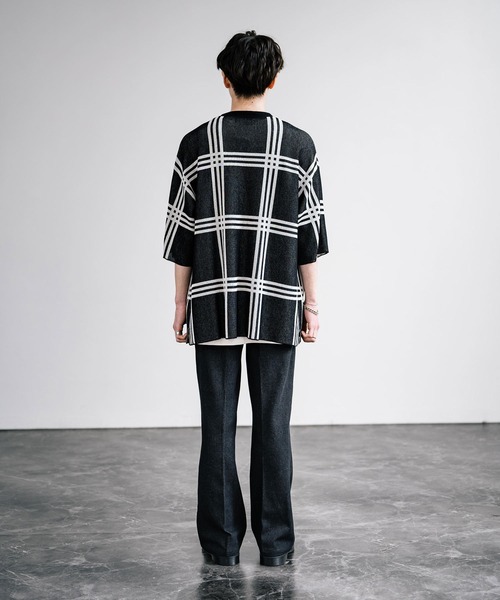 接触冷感 オーバーサイズチェック柄サマーニットカーディガン（カーディガン/ボレロ）｜Rocky Monroe（ロッキーモンロー）