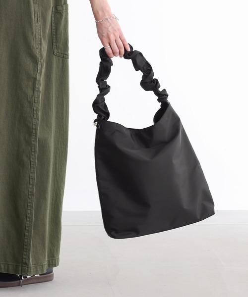 n'OrLABEL(ノアールレーベル)の「『ツイルギャザー2wayトートバッグ』(トートバッグ・レディース・ライトグレー/グリーン/ブラック・FREE)」の1枚目の写真