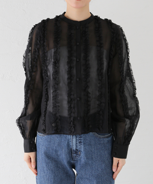 ヴェルメイユパーイエナ　コットンボイルフリルブラウス美品☆ VERMEIL par iena（ヴェルメイユパーイエナ）の「コットンボイル