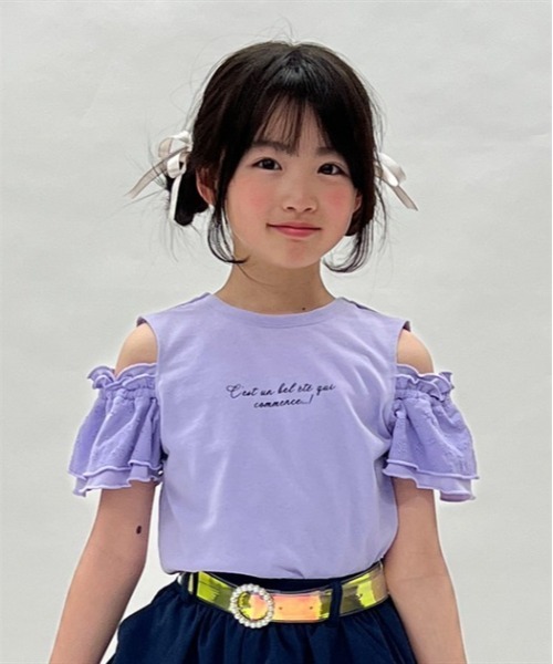 axes femme kids(アクシーズファムキッズ)の「2WAY肩開きTシャツ(Tシャツ/カットソー・キッズ・ホワイト/パープル・MEDIUM/LARGE/X-LARGE)」の7枚目の写真