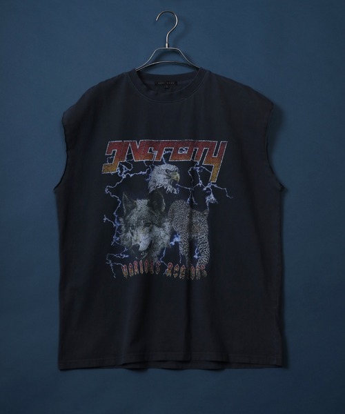 ANPAS（アンパス）の「Vintage Design Pigment No Sleeve Shirts/ピグメント加工 オーバーサイズ ヴィンテージライク ロックプリント ノースリーブシャツ レディース メンズ（タンクトップ・メンズ・ブラック系その他2/ブラック系その他/ブラック系その他3・M/L）」の11枚目の写真