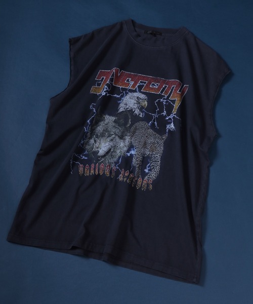 ANPAS（アンパス）の「Vintage Design Pigment No Sleeve Shirts/ピグメント加工 オーバーサイズ ヴィンテージライク ロックプリント ノースリーブシャツ レディース メンズ（タンクトップ・メンズ・ブラック系その他2/ブラック系その他/ブラック系その他3・M/L）」の14枚目の写真