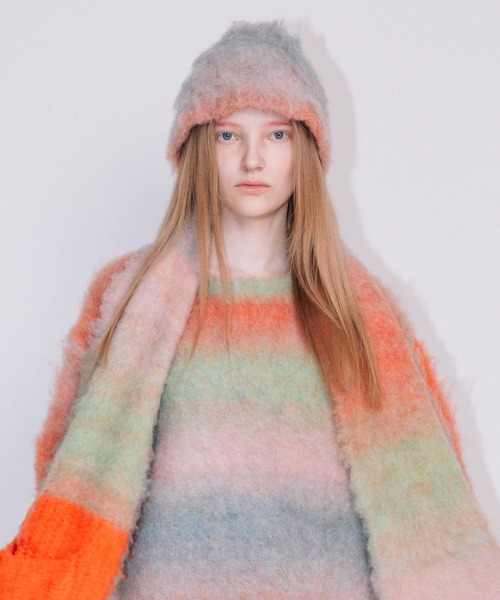 AULA AILA(アウラアイラ)の「グラデーションヘアリーニットハット(ハット・レディース・オレンジ/グレー/ブルー・0)」の14枚目の写真