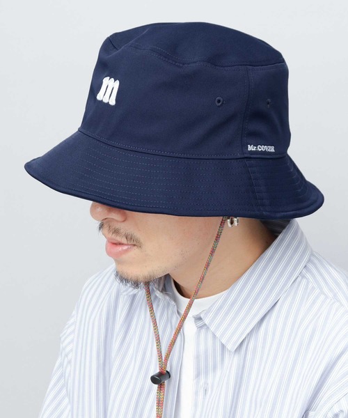 Mr.COVER(ミスターカバー)の「チェーン刺繍 ロングブリム バケットハット あご紐付き つば長・深め(ハット・メンズ・ネイビー/オフホワイト/ブラック/カーキ・FREE)」の17枚目の写真