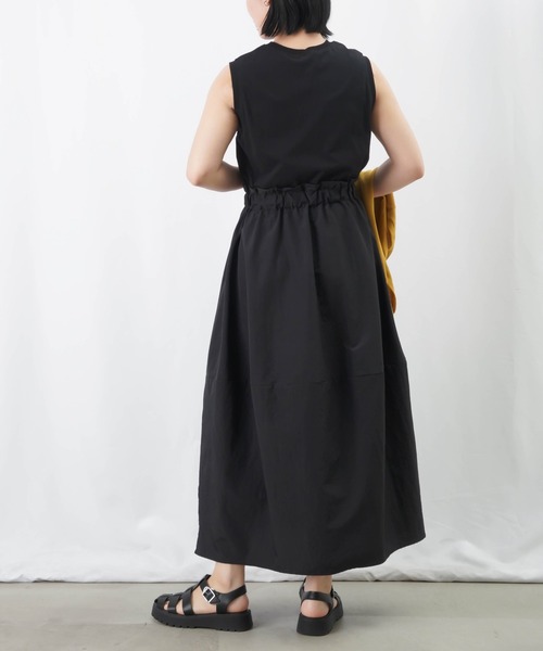 2022 美品♡ルネ♡パフスリーブ ドッキングワンピース 38 セール】LC/LLL ナイロンドッキングワンピース / ノースリコンビ