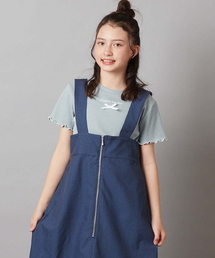 a.v.v（アーヴェヴェ）の「【毛玉になりにくい/程よく伸びる/着心地やわらか[140-150]ロゴ刺繍入りプチリボンカットソー（Tシャツ/カットソー・キッズ）」