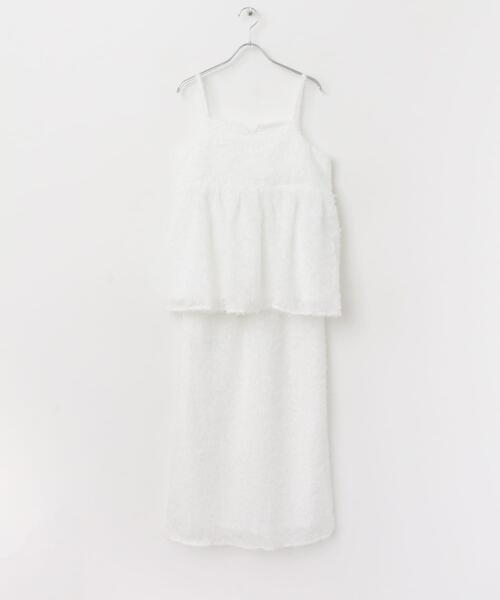 ITEMS URBANRESEARCH（アイテムズ アーバンリサーチ）の「フェザーフリンジキャミソール×スカートセット（セットアップ・レディース・ブラック/オフホワイト・FREE）」の11枚目の写真