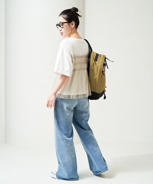 限定展開チュールフリルドッキング半袖Tシャツ